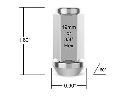 32pcs Silver Chrome Bulge 1/2×20 Lug Nuts – Conical Cone Taper Acorn Seat Clo…