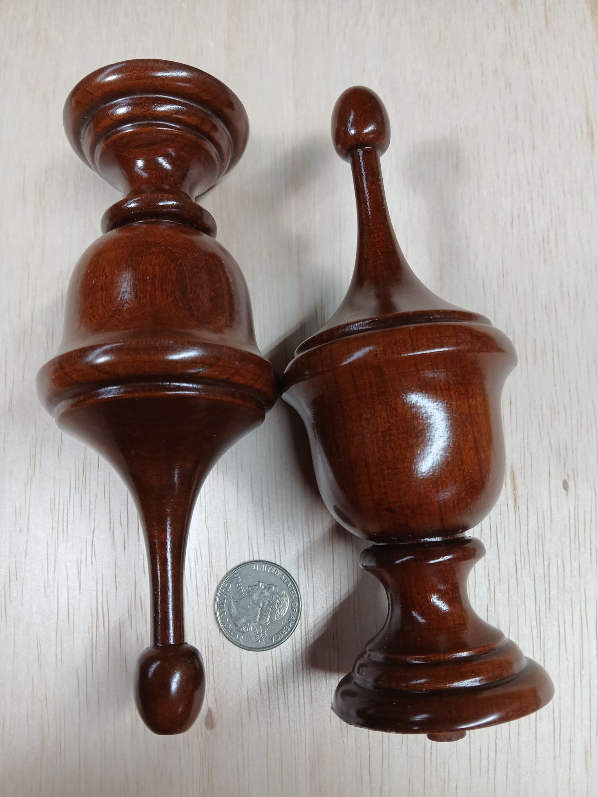 Lot of 2 Vintage Wooden Finials #401