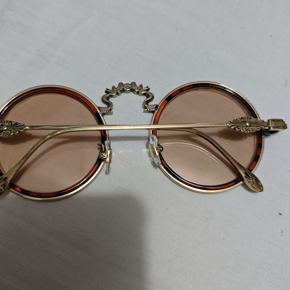 Vintage Chinese Crystal Sunglasses Antique Republic Style Brass Frame