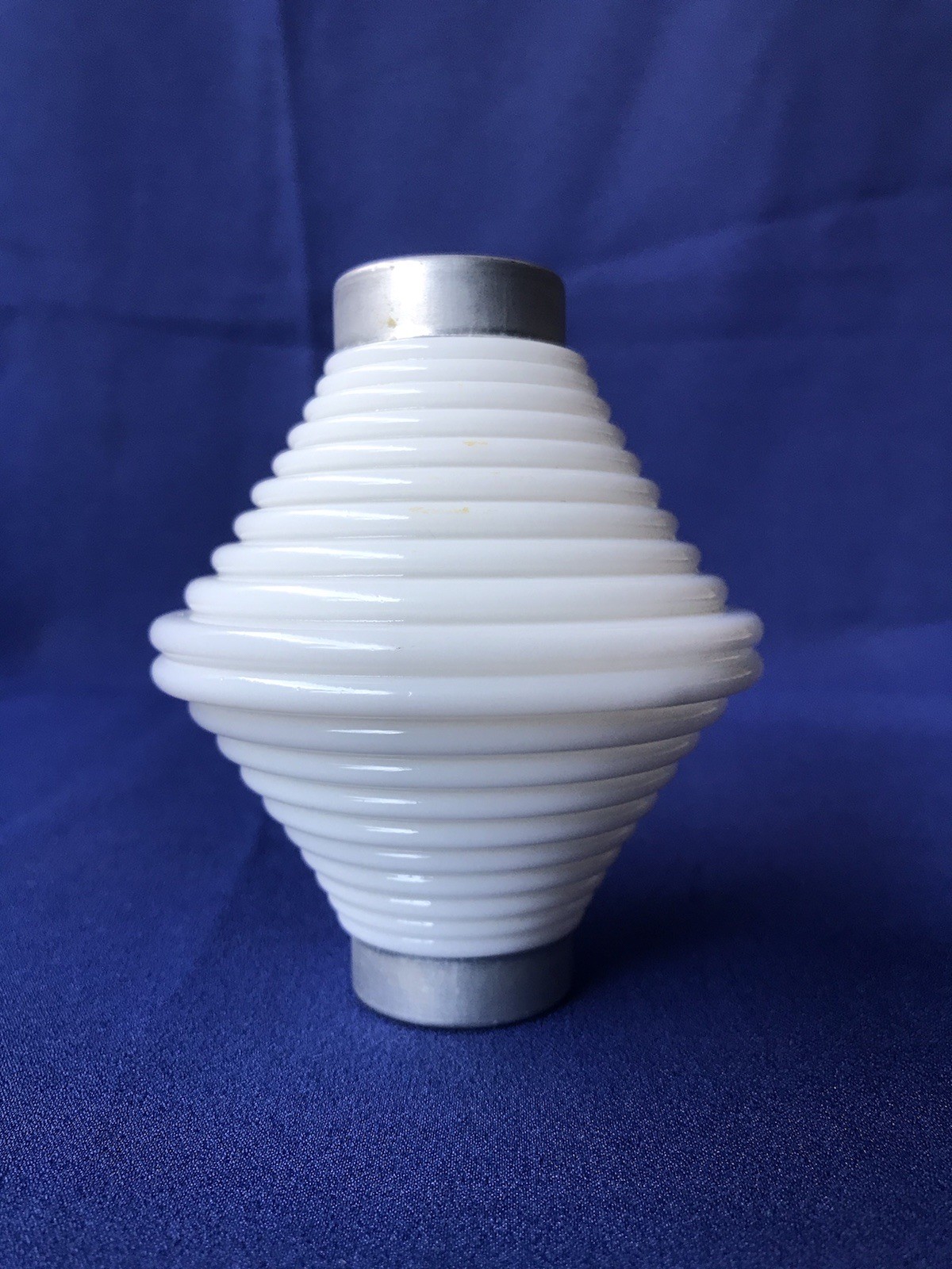 ⛈ RIBBED HORIZONTAL PEEWEE ~ LIGHTNING ROD BALL ~ OLD BRUSHED ALUMINUM CAPS