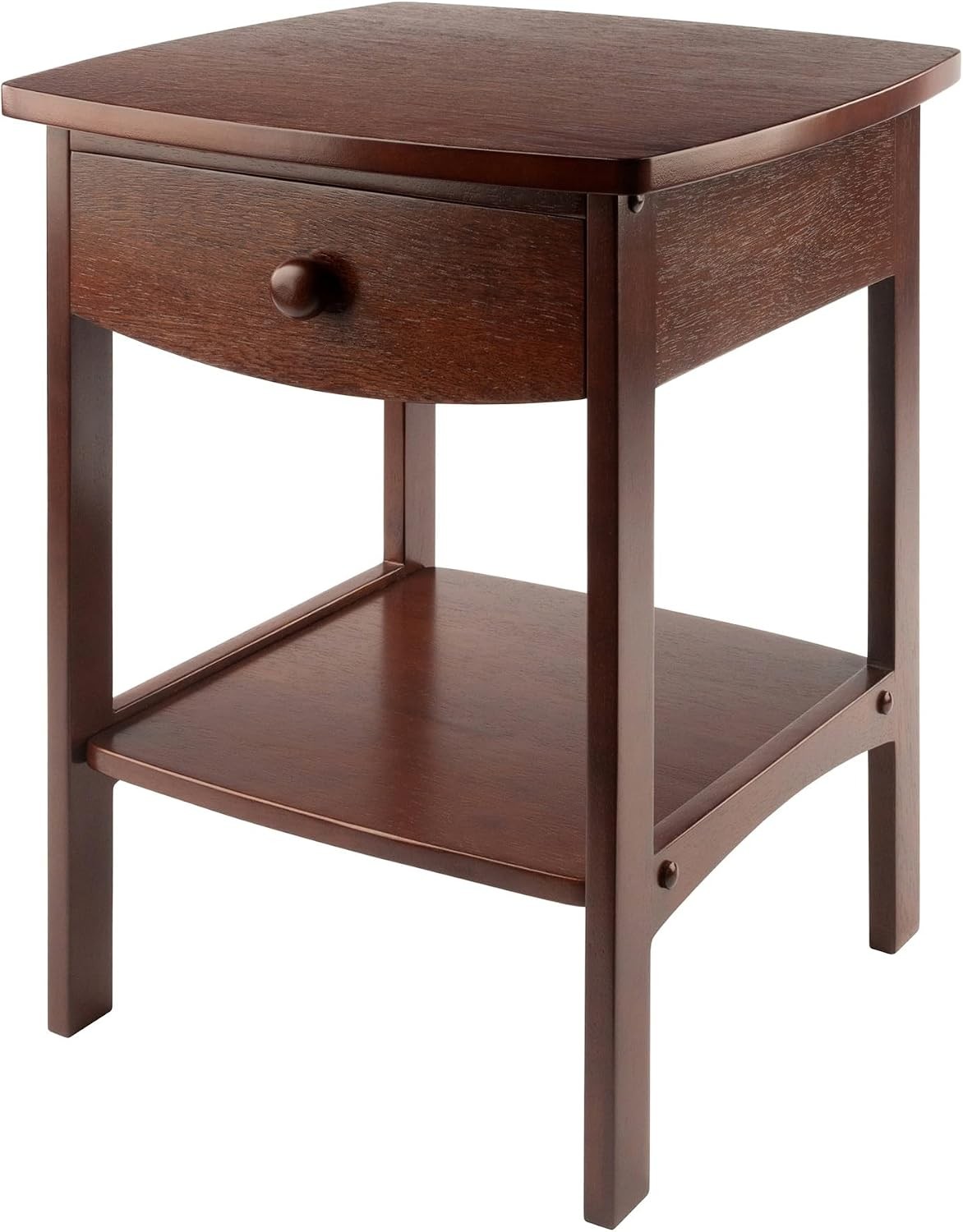 Winsome 94918 Brown Curved Wood End Table Nightstand 22x18x18 Inch with