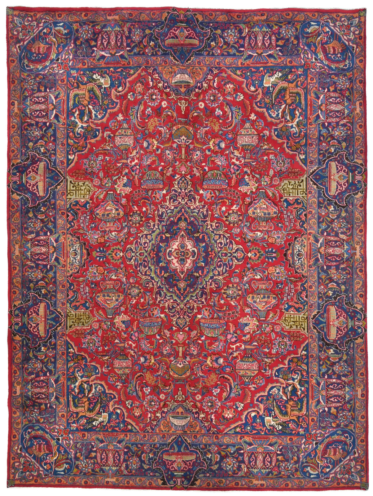 Vintage Traditional Pictorial Design Oriental Rug Carpet Living Room 10X13 ft