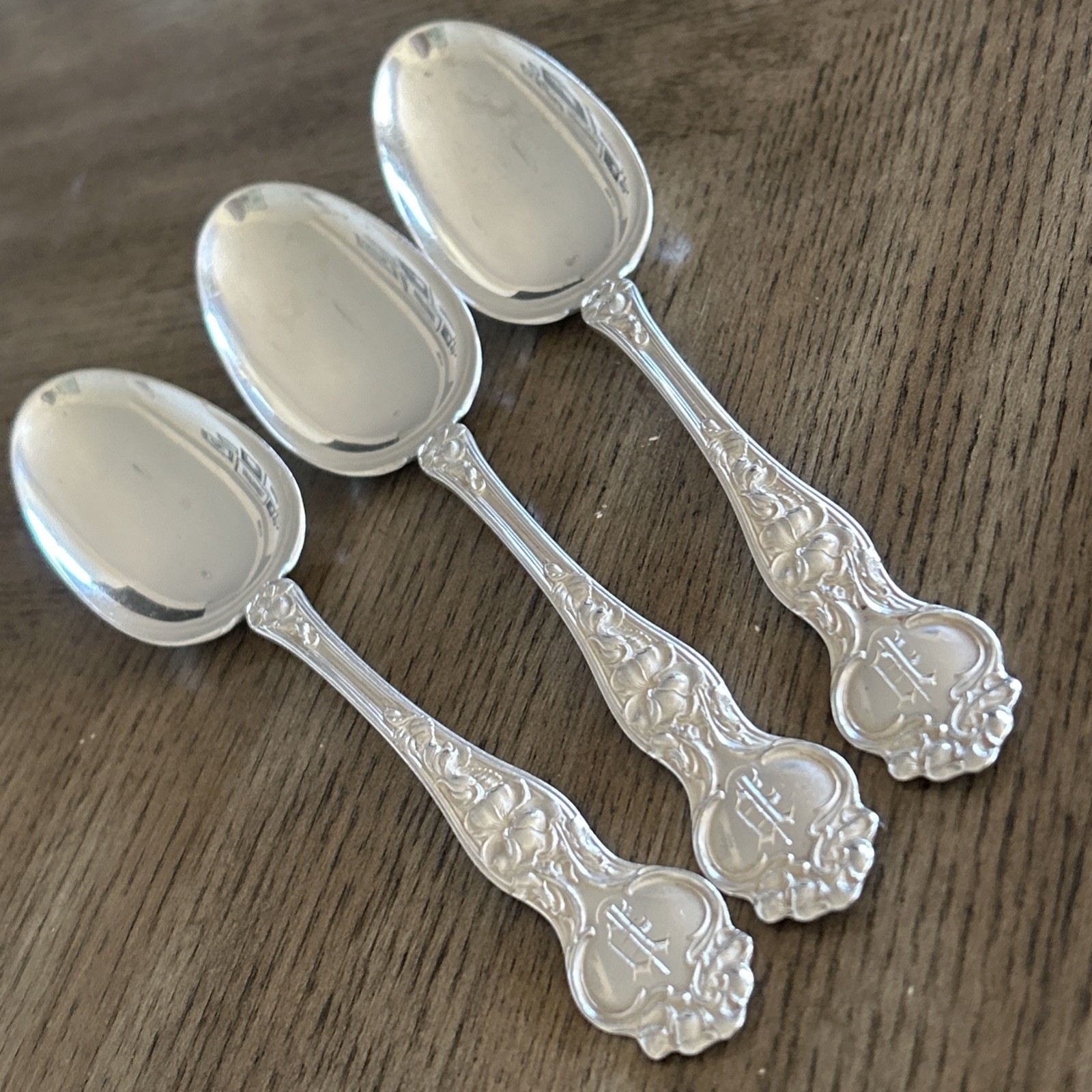 3pc VIOLET by Wallace Sterling Silver 7.25 inch Oval Tablespoons 111g Flatware