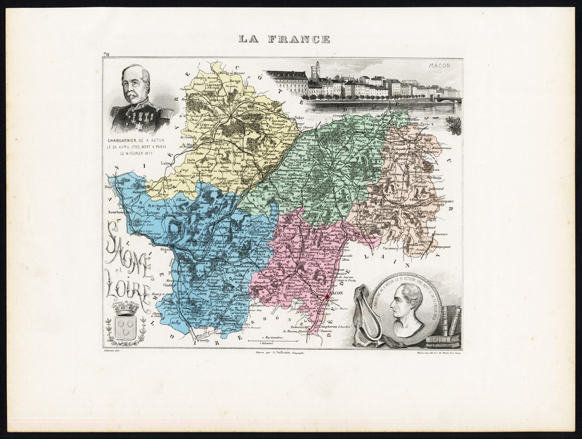 Antique Print-SAONE ET LOIRE-BOURGOGNE-MACON-FRANCE-Vuillemin-Migeon-1878