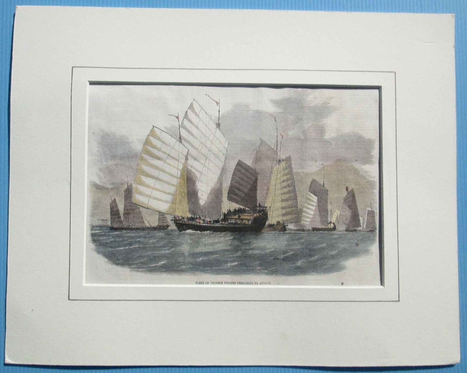 Hand Coloured Antique Print – Illustrated London News 1857 Chinese Pirates War