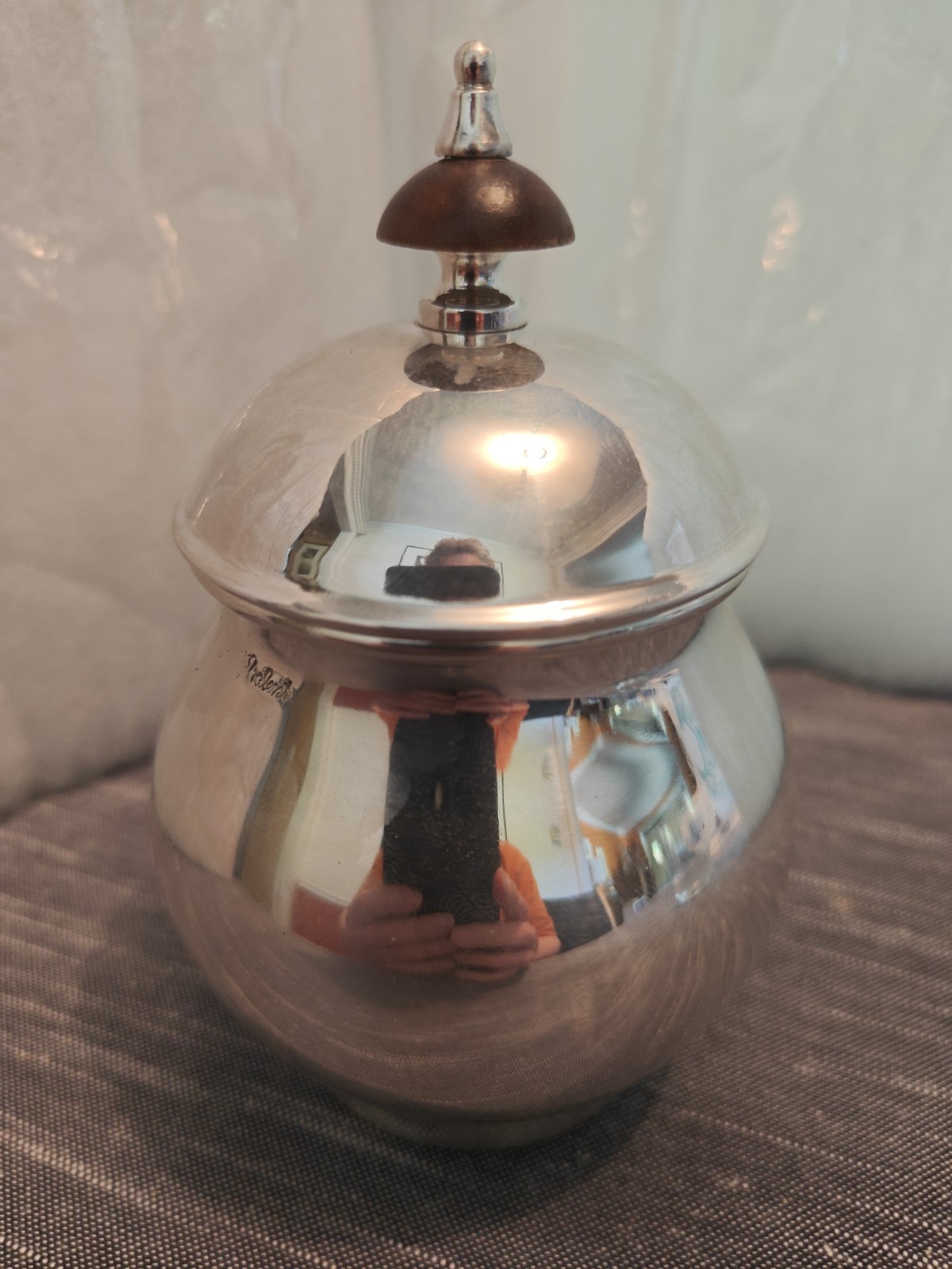 Valenti Quadruple Silver plated Sugar Container with Lid 5″ tall