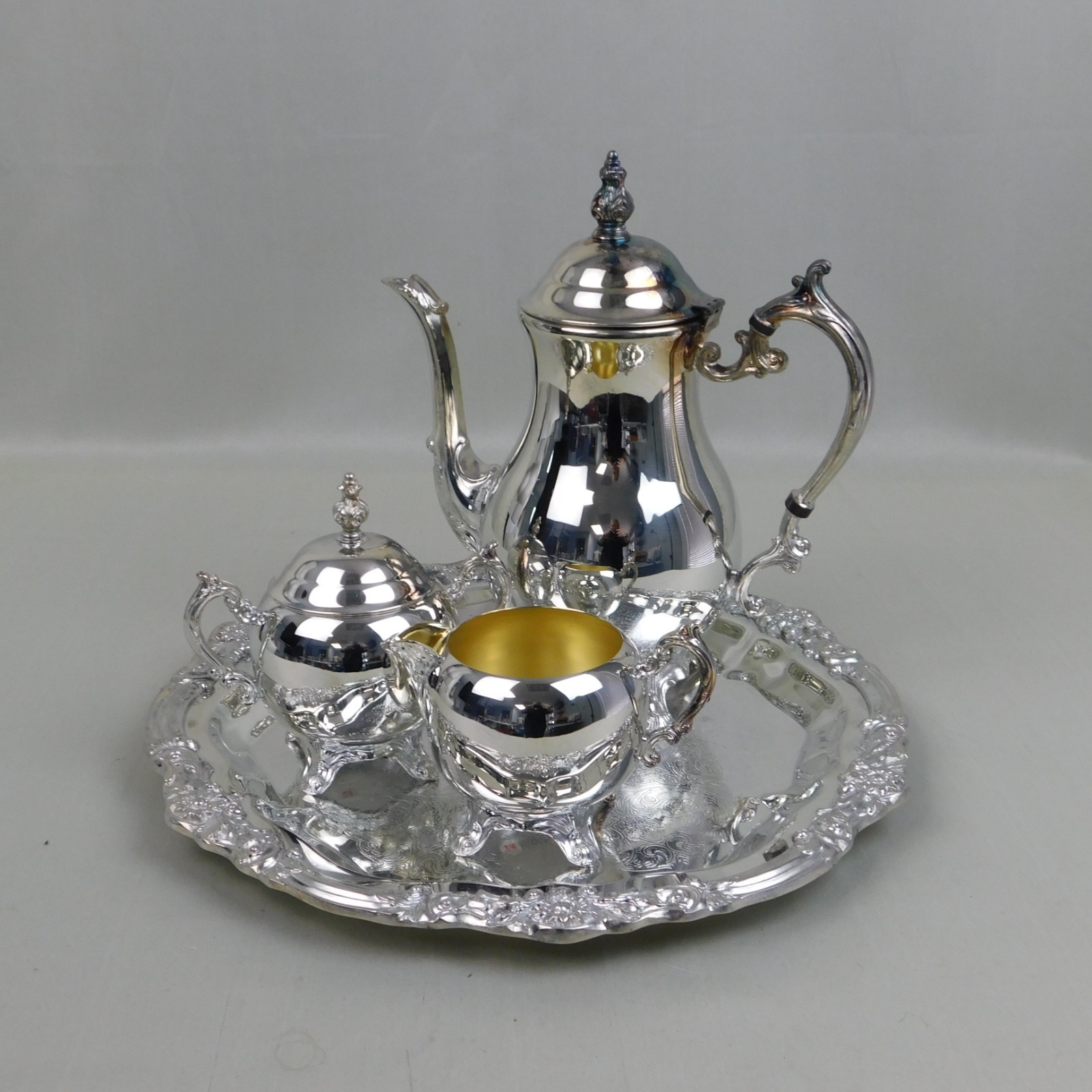 F.B. Rogers Silver Plated Coffee-Tea Service Set Butler Tray Sugar Creamer #C60