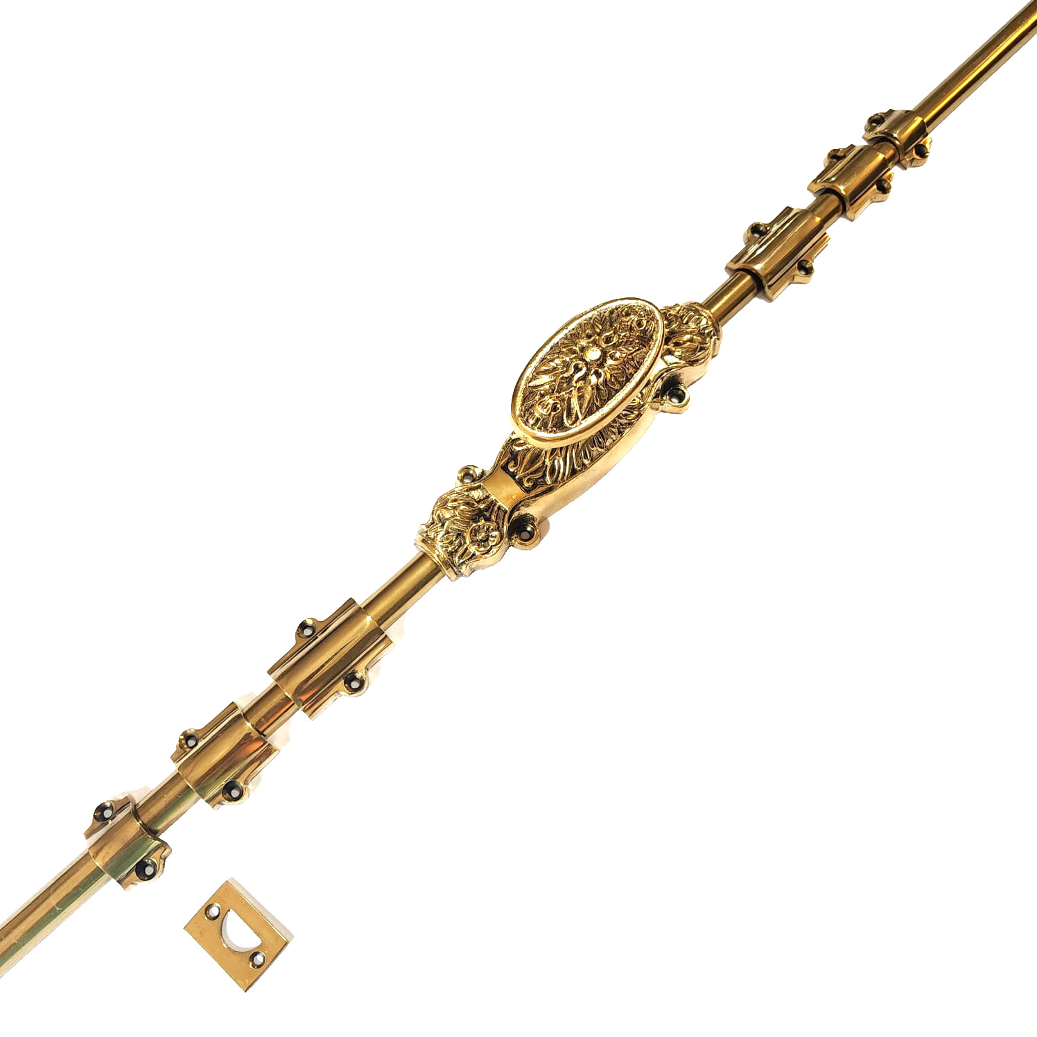 Set CREMONE solid Rustic hand made brass Heavy French turn Bolt style 110″ inch