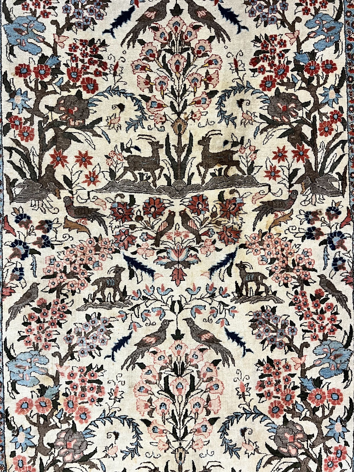 Tree of Life Rug 5×7 Animal Motifs Deer Birds Fine 225 KPSI Vintage Handmade