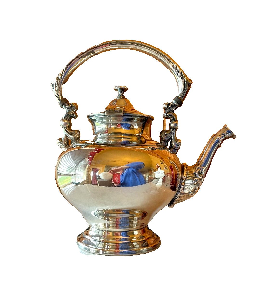 ANTIQUE CROSBY SILVER ON COPPER COFFEE POT 1900-1940