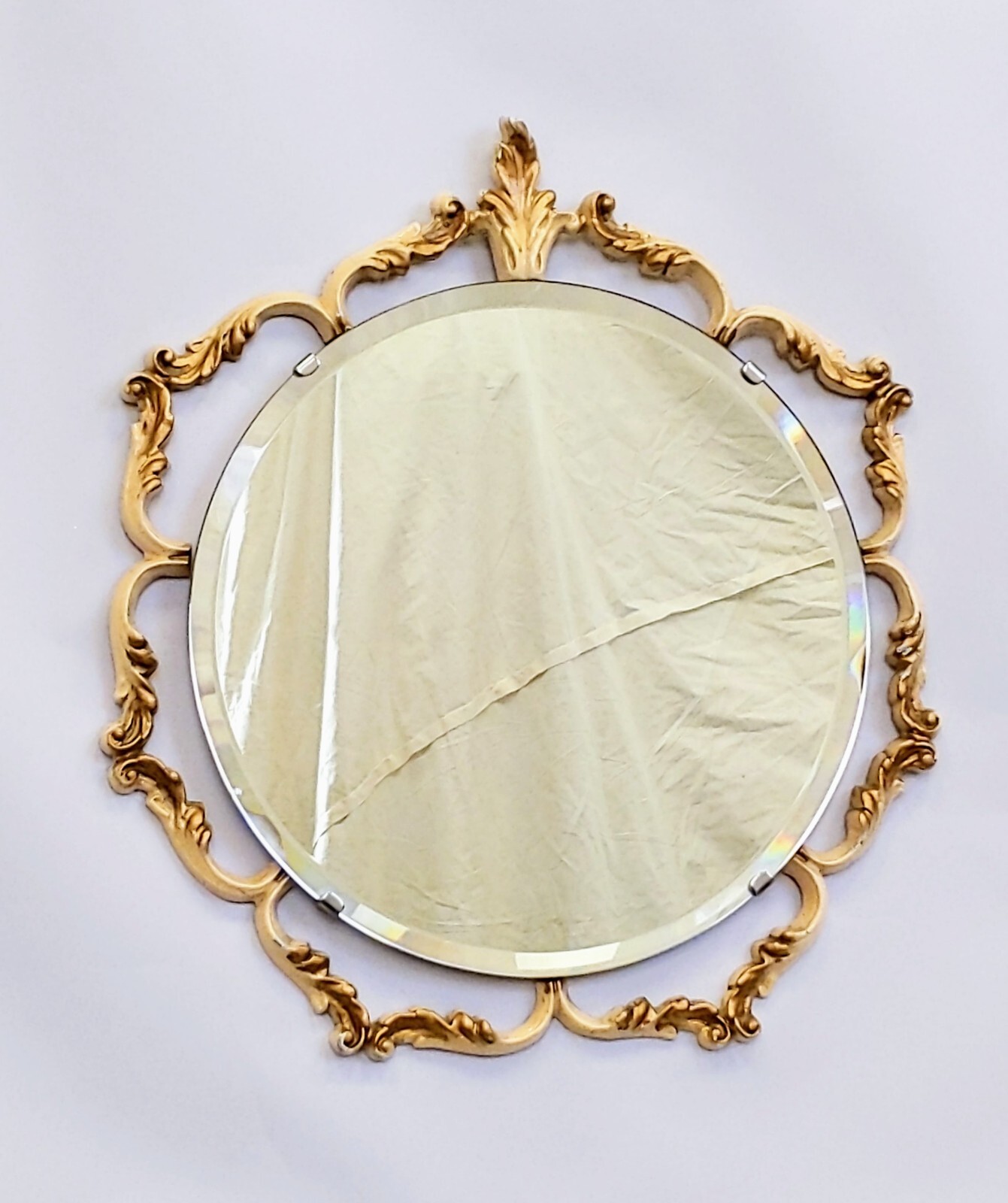 1950’s Vintage English, Peerart Rococo Baroque Bevelled glass Mirror. 40.5 cm.