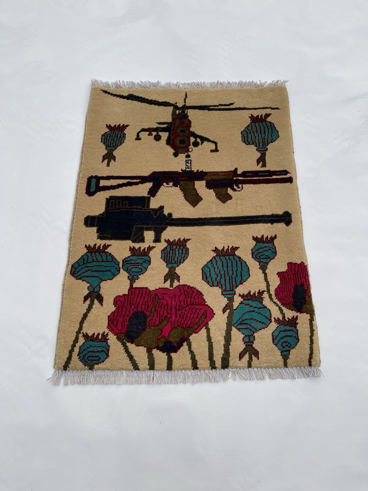 81×61 Cm Afghan War Rug War Rug Beautifully Made Wool Rug Handicrafts #707