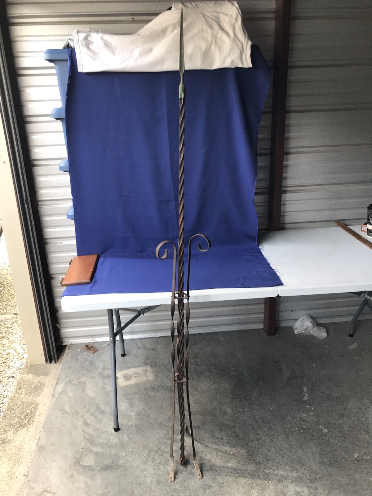 ⛈ ANTIQUE ~ 1800s VICTORIAN GOTHIC SCROLL & SPIRAL LIGHTNING ROD & STAND