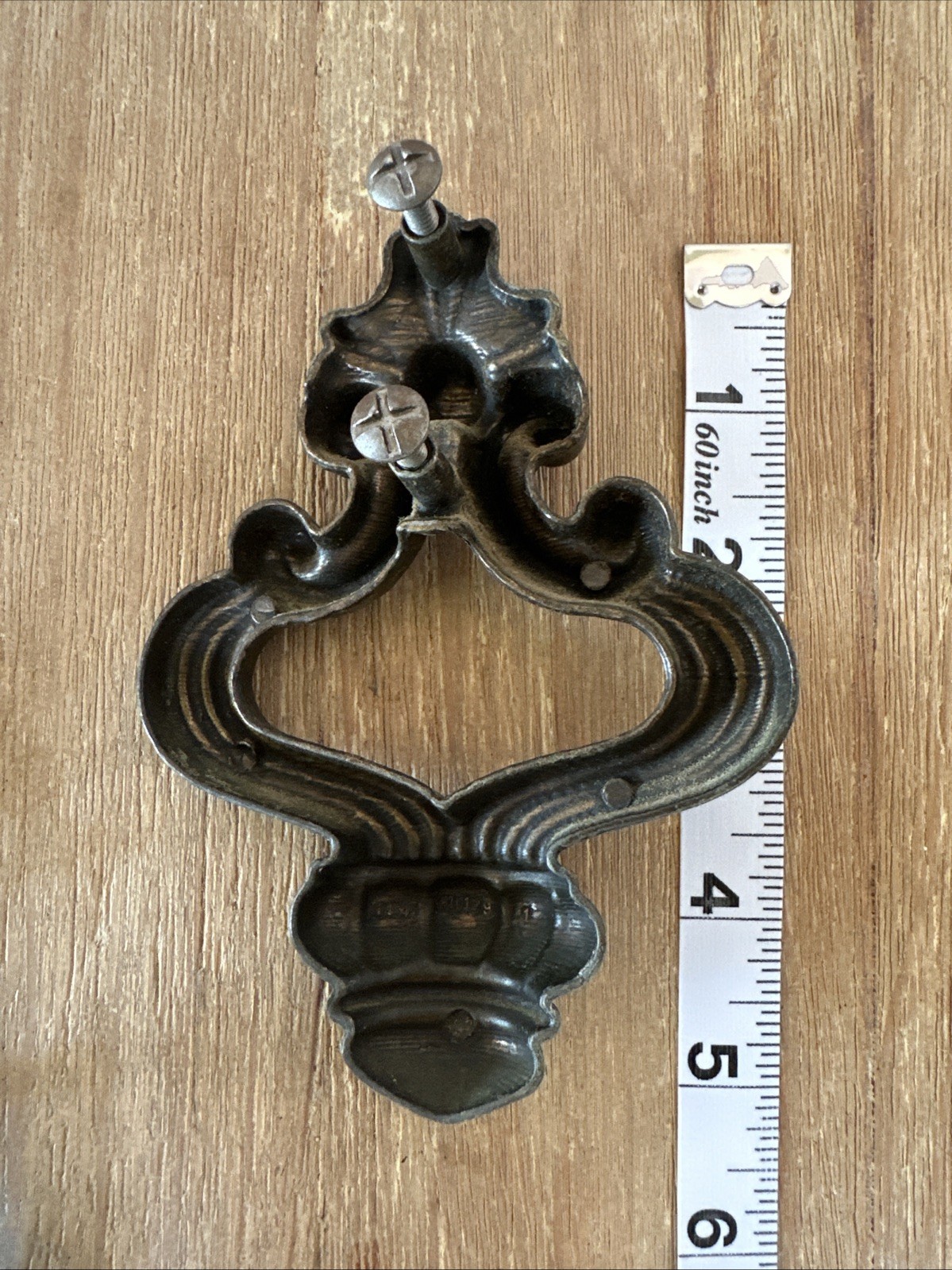 Vtg Ornate Baroque Vertical Drawer Pulls 2-Hole 1.25″ Center-to-Center Set of 3