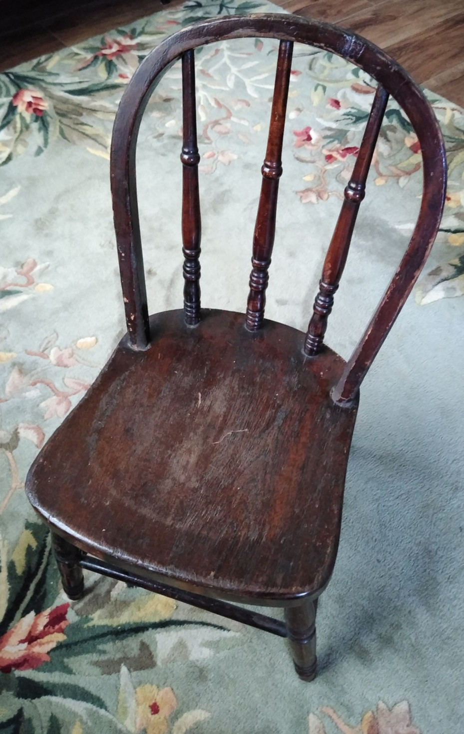 Vintage Dark Wood Stained Child’s Chair 80+ Years Old Rare