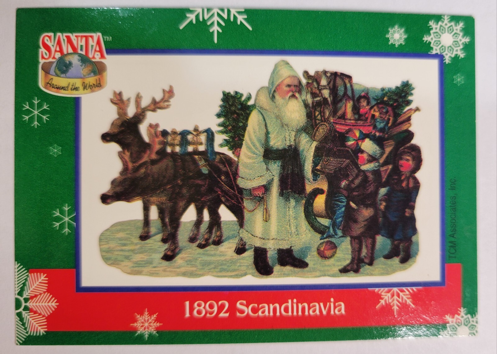 1995 TCM Card #68 Santa Around the World: Santa & Snowflakes 1892 Scandinavia