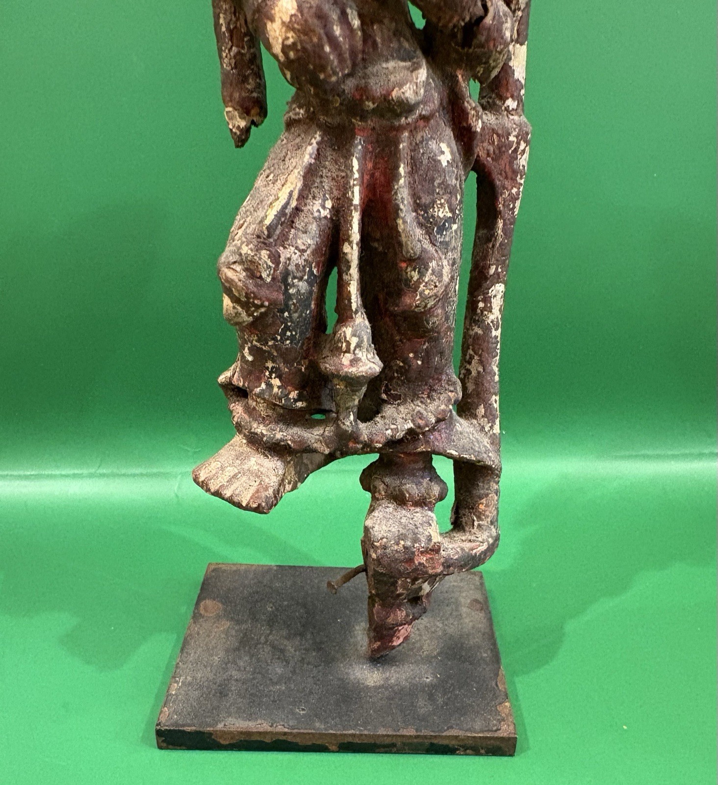 ANCIENT PARVATI STATUE INDIA HINDU SHIVA WOOD & POLYCHROME 17TH CENTURY ANTIQUE