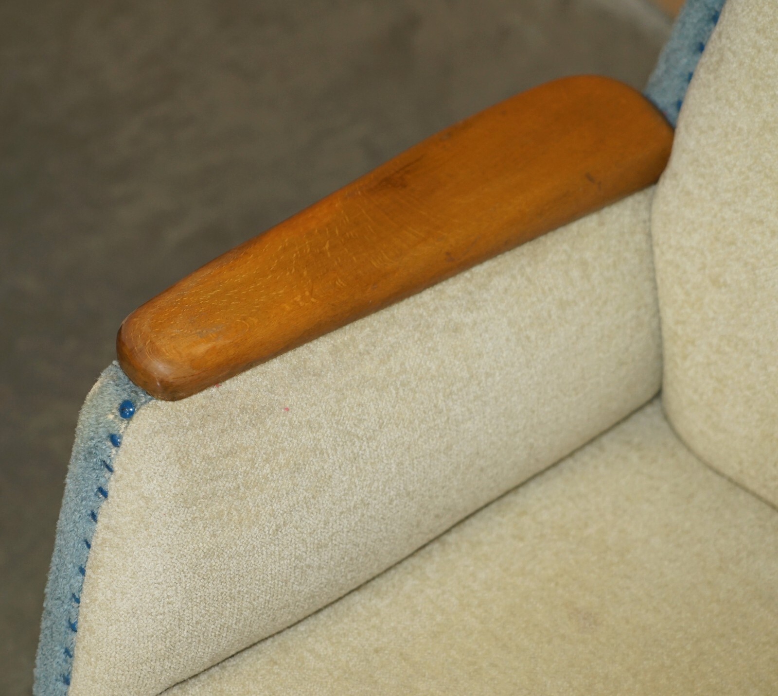PAIR OF VINTAGE FRENCH CIRCA 1960’S CLUB TUB ARMCHAIRS WITH WALNUT & BEECH FRAME