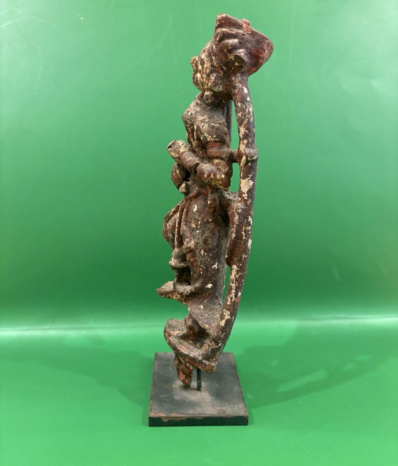 ANCIENT PARVATI STATUE INDIA HINDU SHIVA WOOD & POLYCHROME 17TH CENTURY ANTIQUE