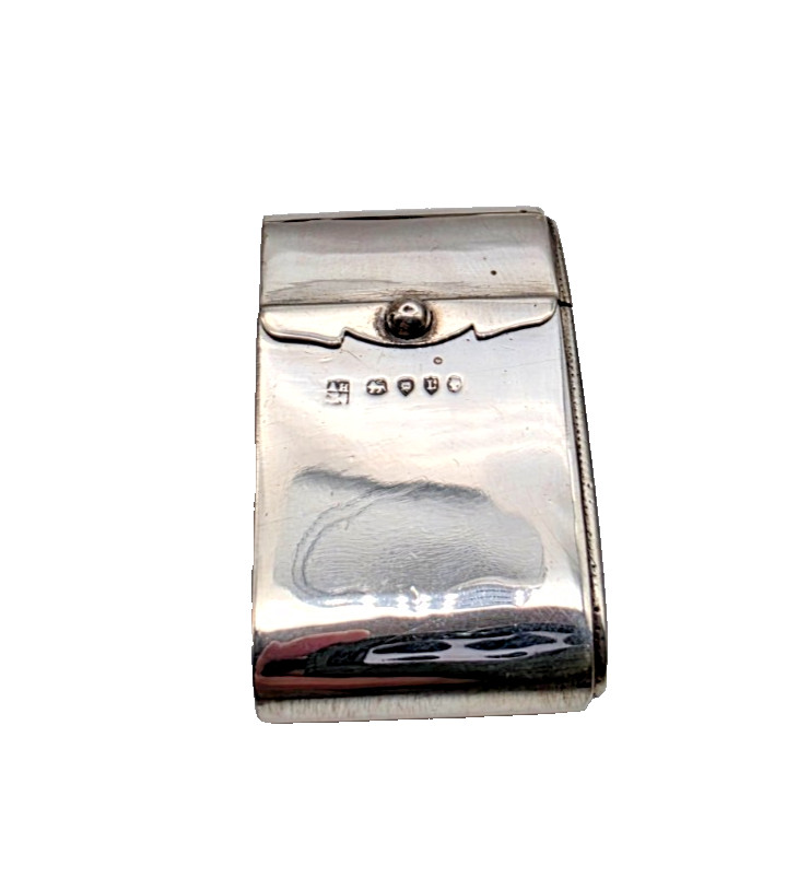 NICE UNUSUAL TRICK OPENING ANTIQUE STERLING SILVER VESTA CASE LONDON 1886