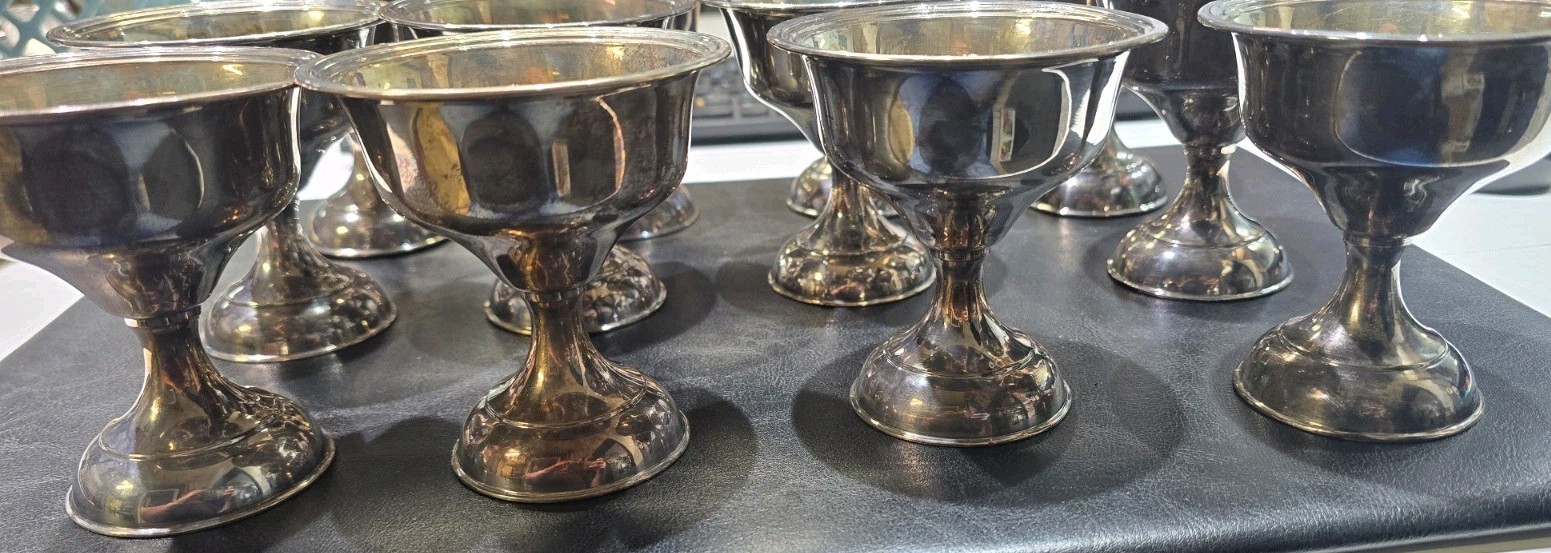 Schweitzer Sterling Silver Reinforcement With Cement Set Of 12 Goblets