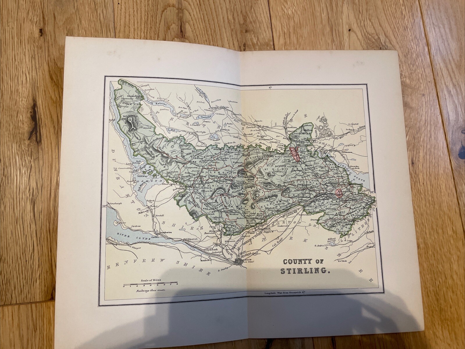 1893 Map Of County Of Sterling Ordnance Gazeteer Of Scotland Mackenzie Antique