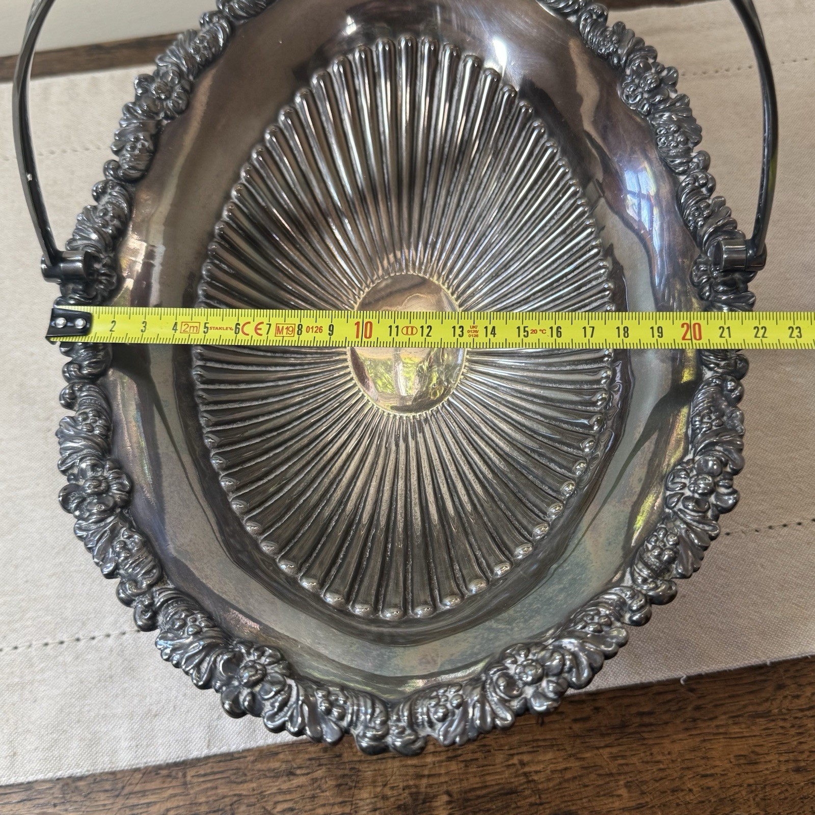 Antique EPNS Silver Plated Swing Handle Fruit Basket Bon Bon Bowl Monogram N