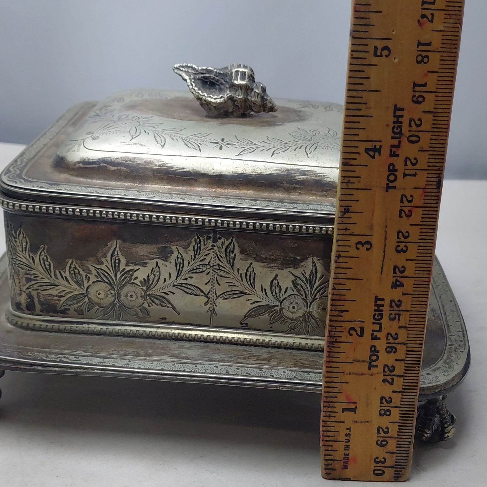 Hukin & Heath Silverplate Victorian Floral Art Nouveau Footed Dish w/ Lid