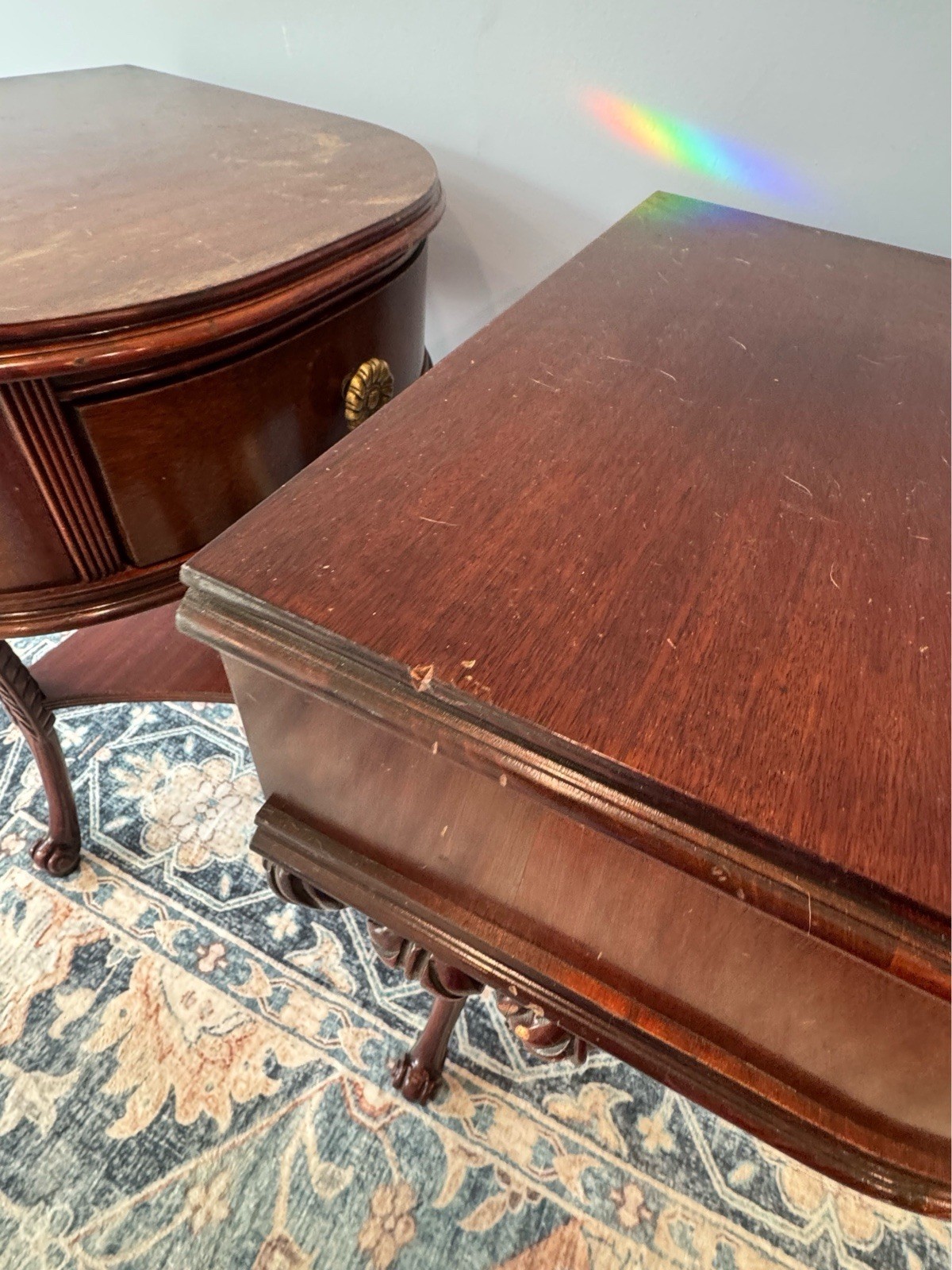 Pair Of French Carved Mahogany Side Tables