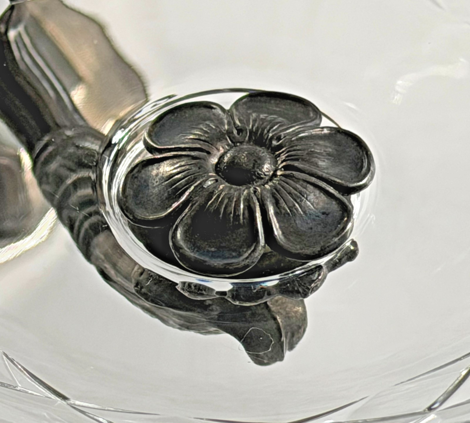 Val St Lambert Crystal 3 Arm Epergne William Adams Silverplate Signed Bowls