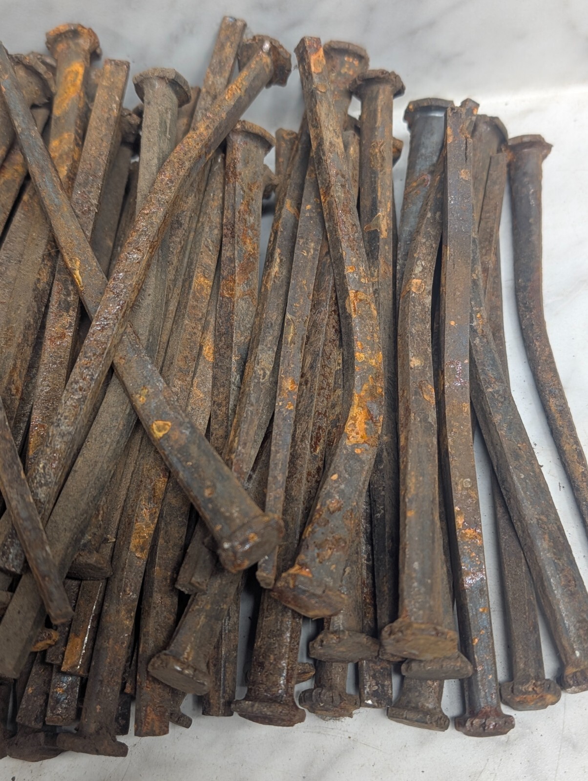 Lot QTY 5 Antique ~6″ long square cut nails Steel Iron Blacksmith DIY Metal Art