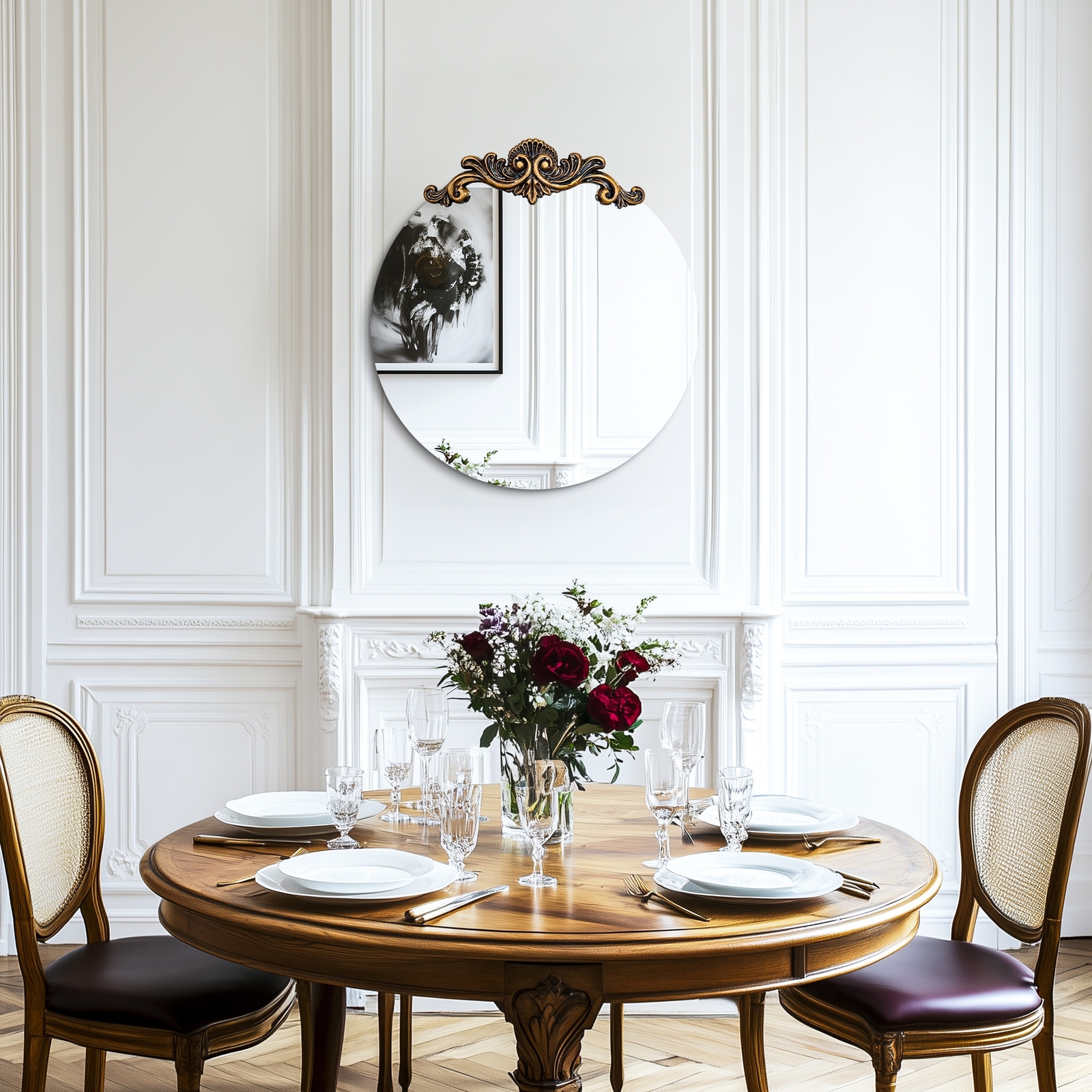 WISFOR Vintage Baroque Mirror Back Frame Ornate Wall Mirrors Circular Home Decor