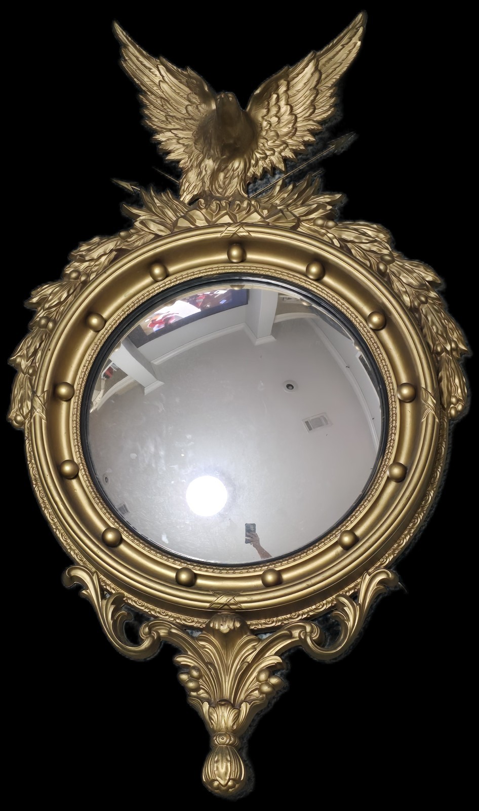 Mid 20th Century American Federal Giltwood Eagle Bullseye Convex Mirror 44in