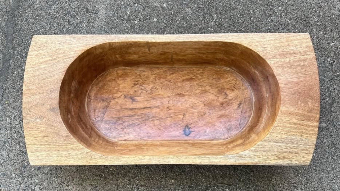 Vintage 24” Carved Primitive Wood Dough / Bread Bowl / Trough Centerpiece