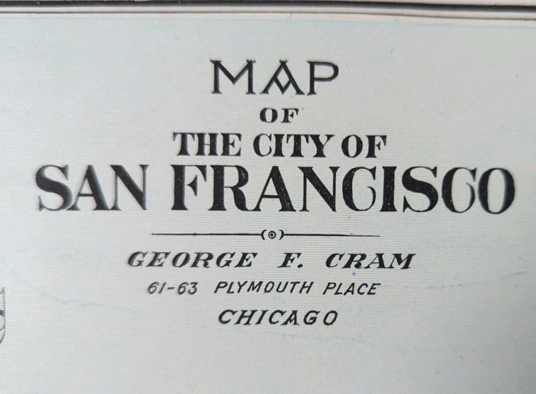 Vintage 1904 SAN FRANCISCO CA Map 22″x14″ Old Antique Original CHINATOWN