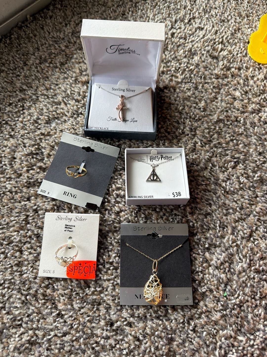 Lot of 4 Genuine Sterling Silver Jewelry Items Including Harry Potter