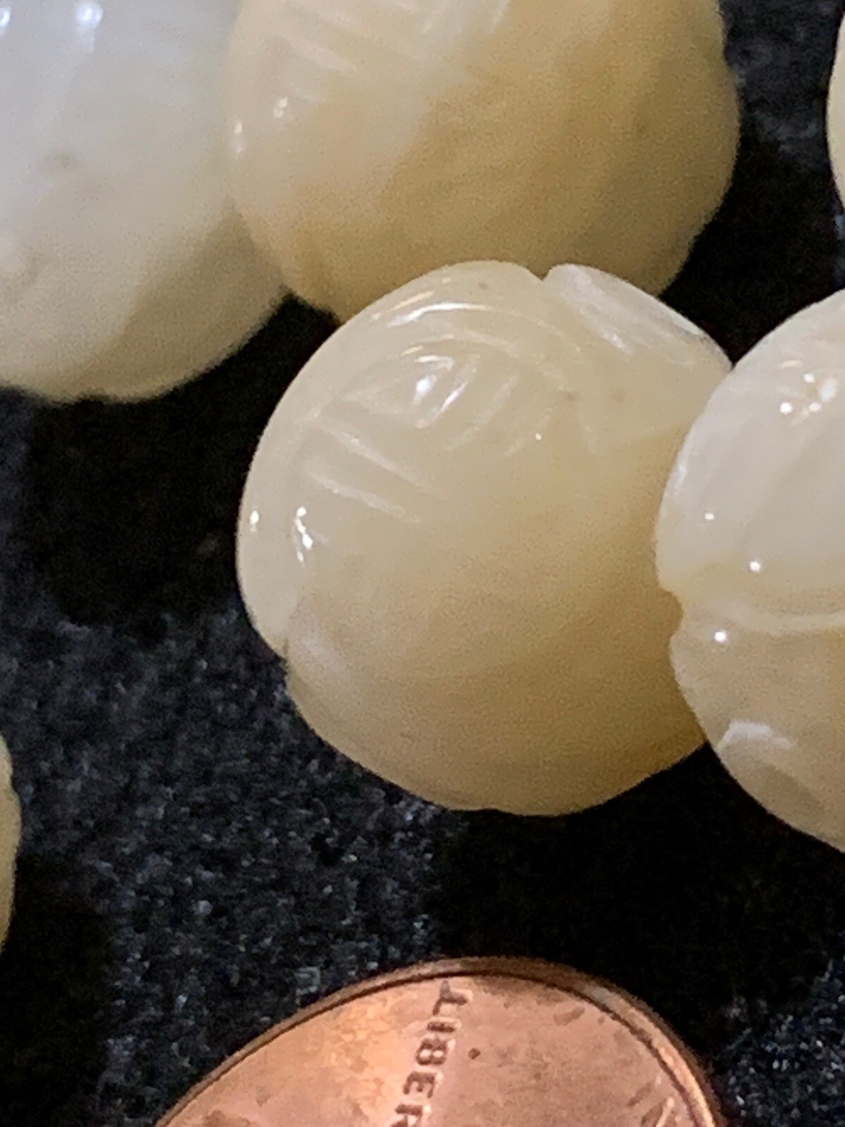 One Chinese Carved Bead Yellow Jade Double Shou Dragon Round 12mm