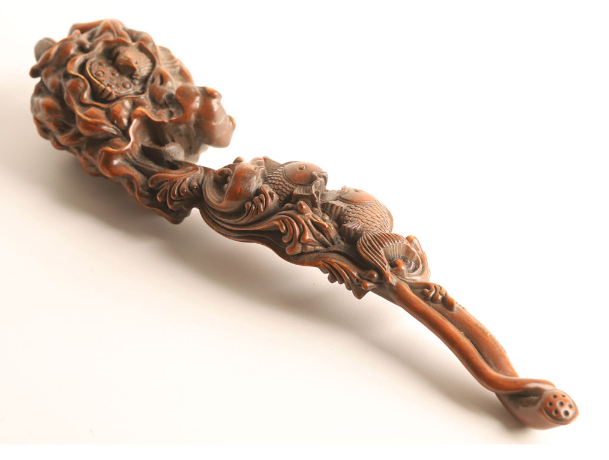 Stunning Japanese Meiji (late 19thC) Buddhist Carved Boxwood Nyoi (Sceptre)