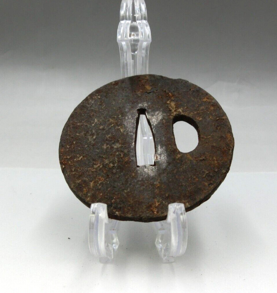 Antique Japanese Iron TSUBA Samurai sword KATANA sword #9 Width:6.7cm/2.6inch