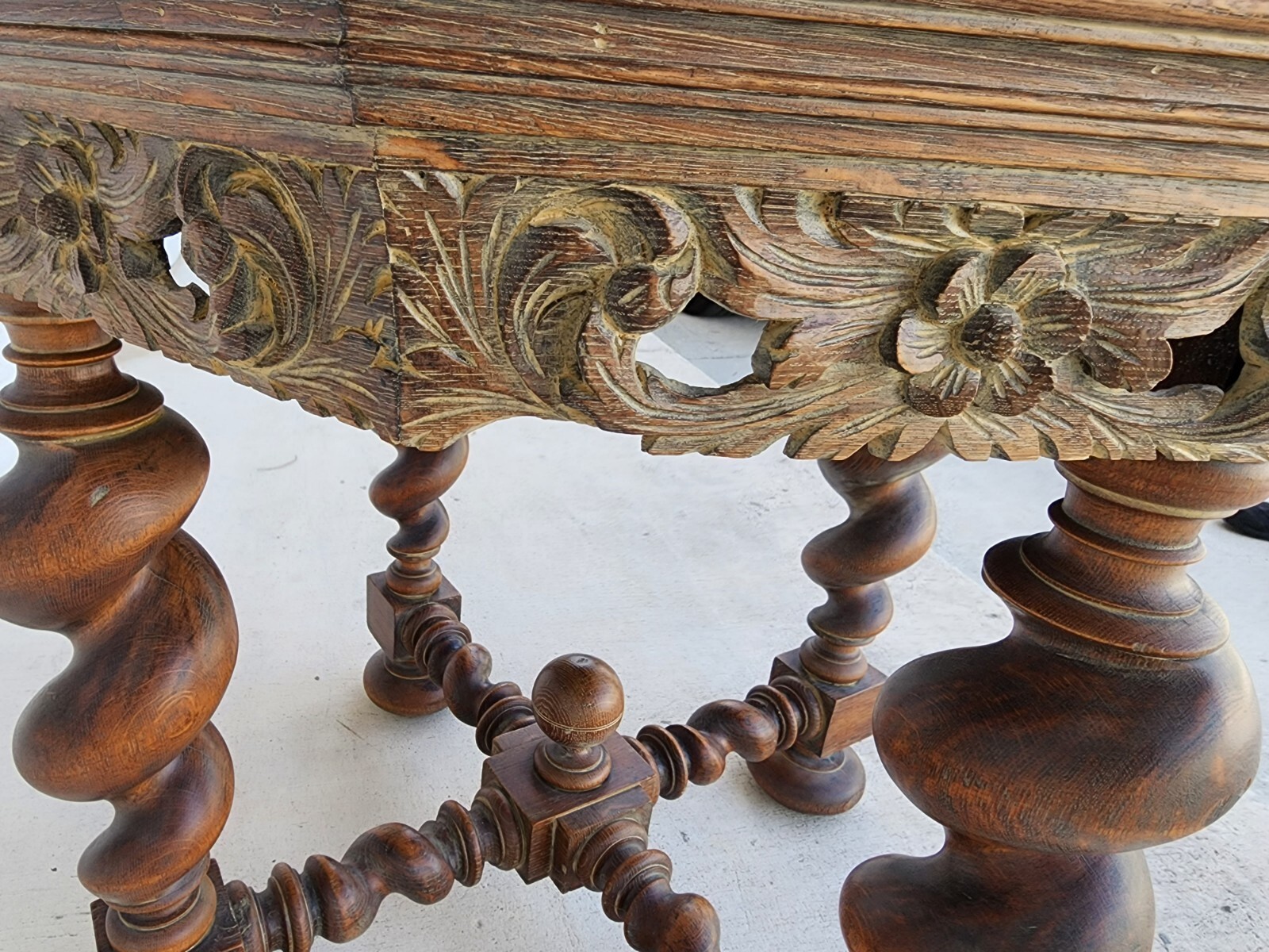 Antique French Table Louis XIII Octagonal Barley Twist 1800s