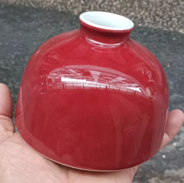 Rare Chinese Collectable Art Hand Red Glaze Porcelain Wash