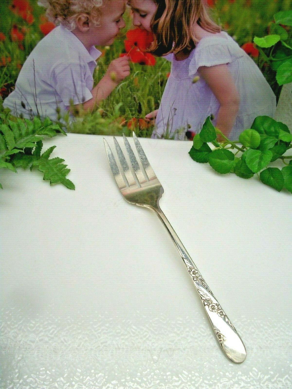 Oneida Community Tudor BRIDAL WREATH Silver plate Cold Meat Serving Fork 1950