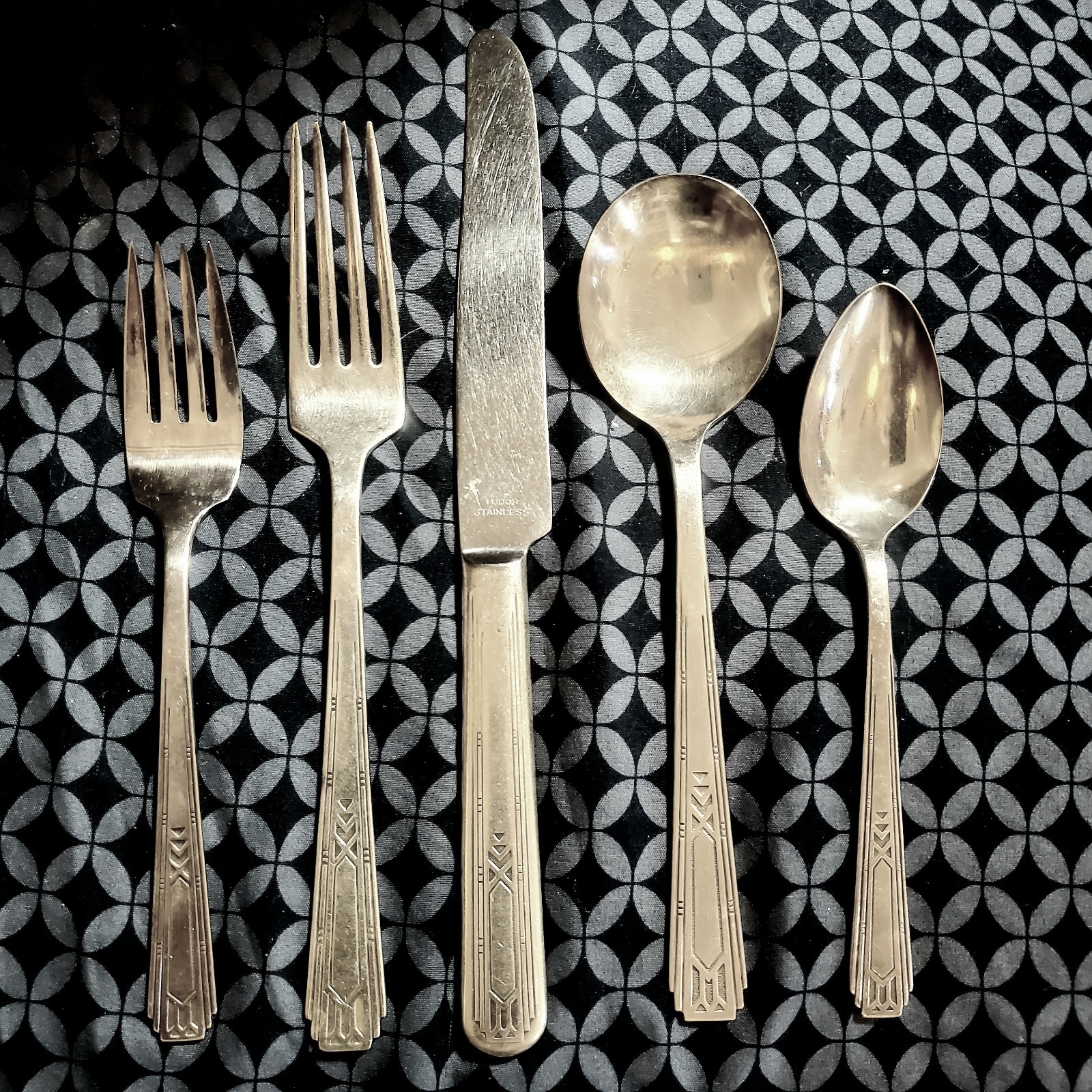 1 PLACE SETTING ONEIDA COMMUNITY FRIENDSHIP MEDALITY ART DECO 1932 5 PC