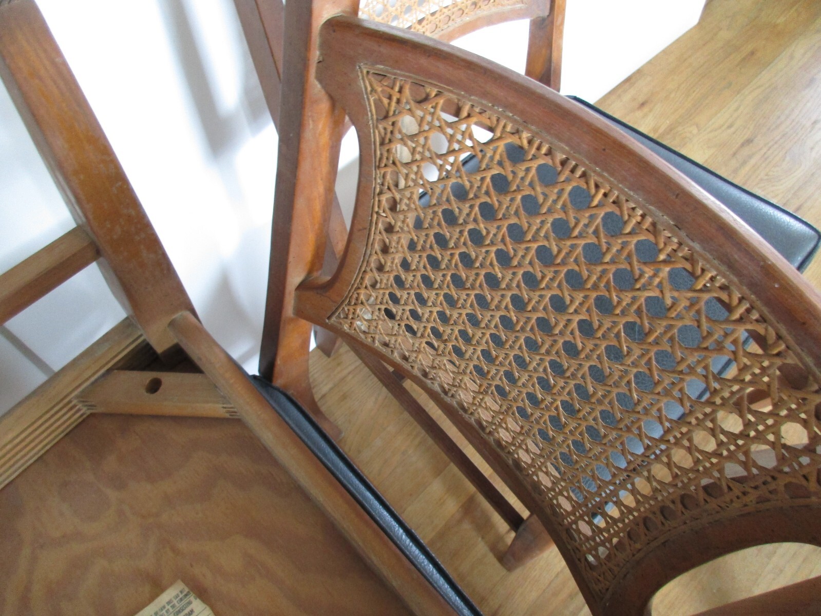 4 Vintage Wood & Cane Back Chairs By Liberty Chair Company Inc. ( $75 a chair )