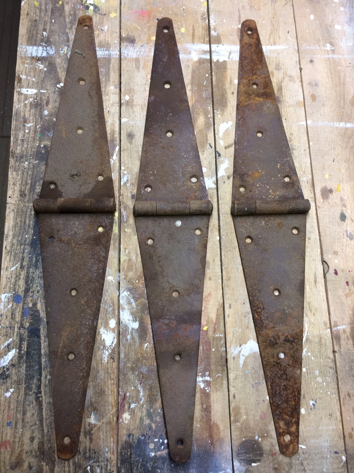 3- Large Heavy Duty Vintage Antique Barn Door Gate Hinges 28 Inches