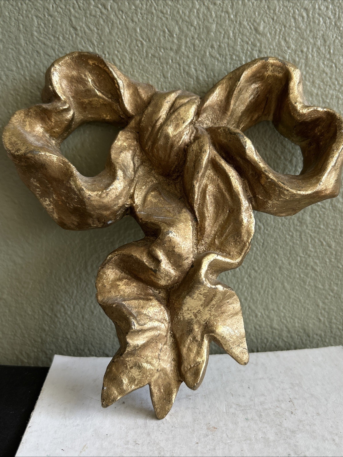 Vintage LARGE 7 In Brass Bow Wall Hook Hollywood Regency