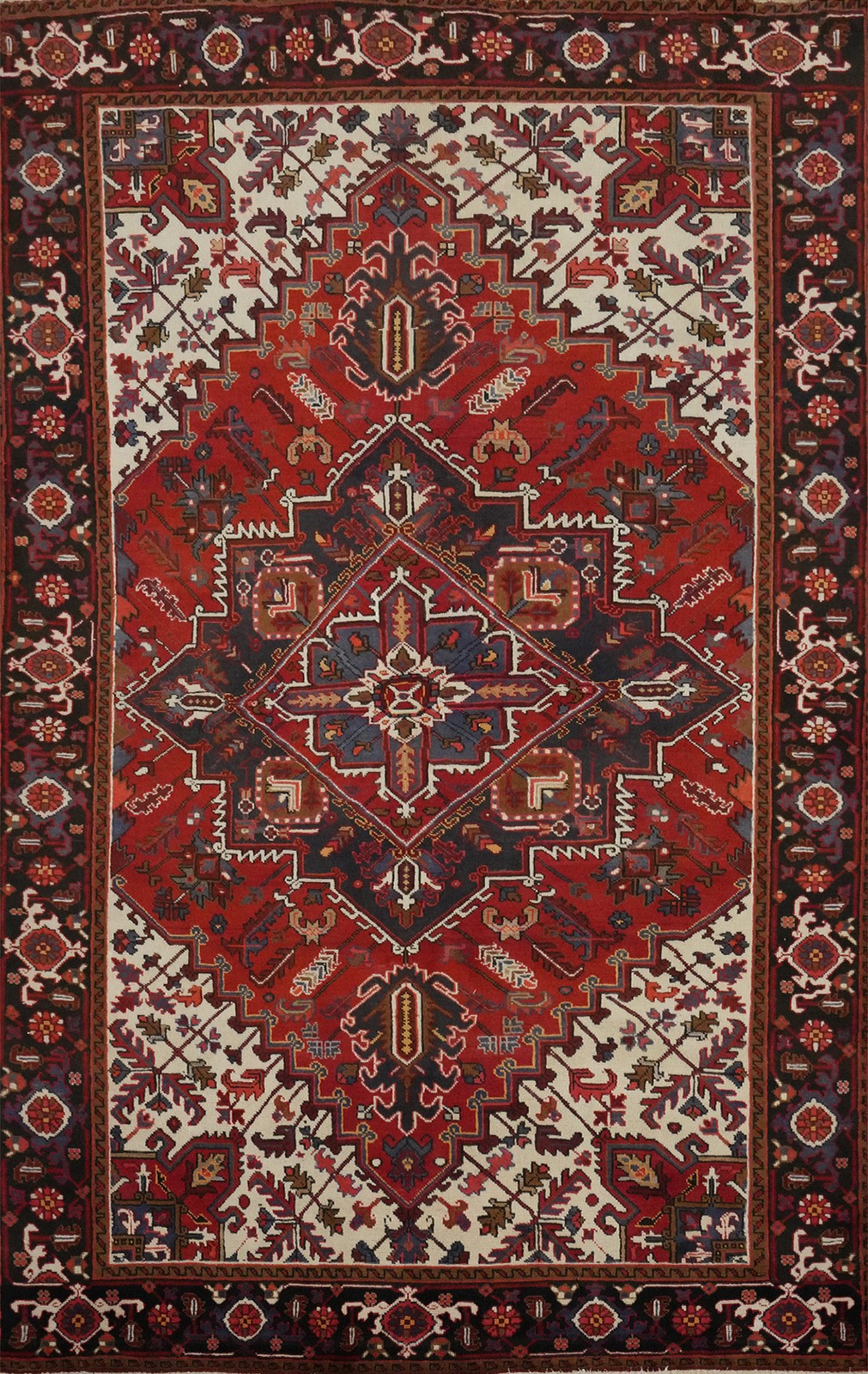 Traditional Rust Wool Hand-knotted Vintage Geometric Living Room Rug 7×10 Carpet