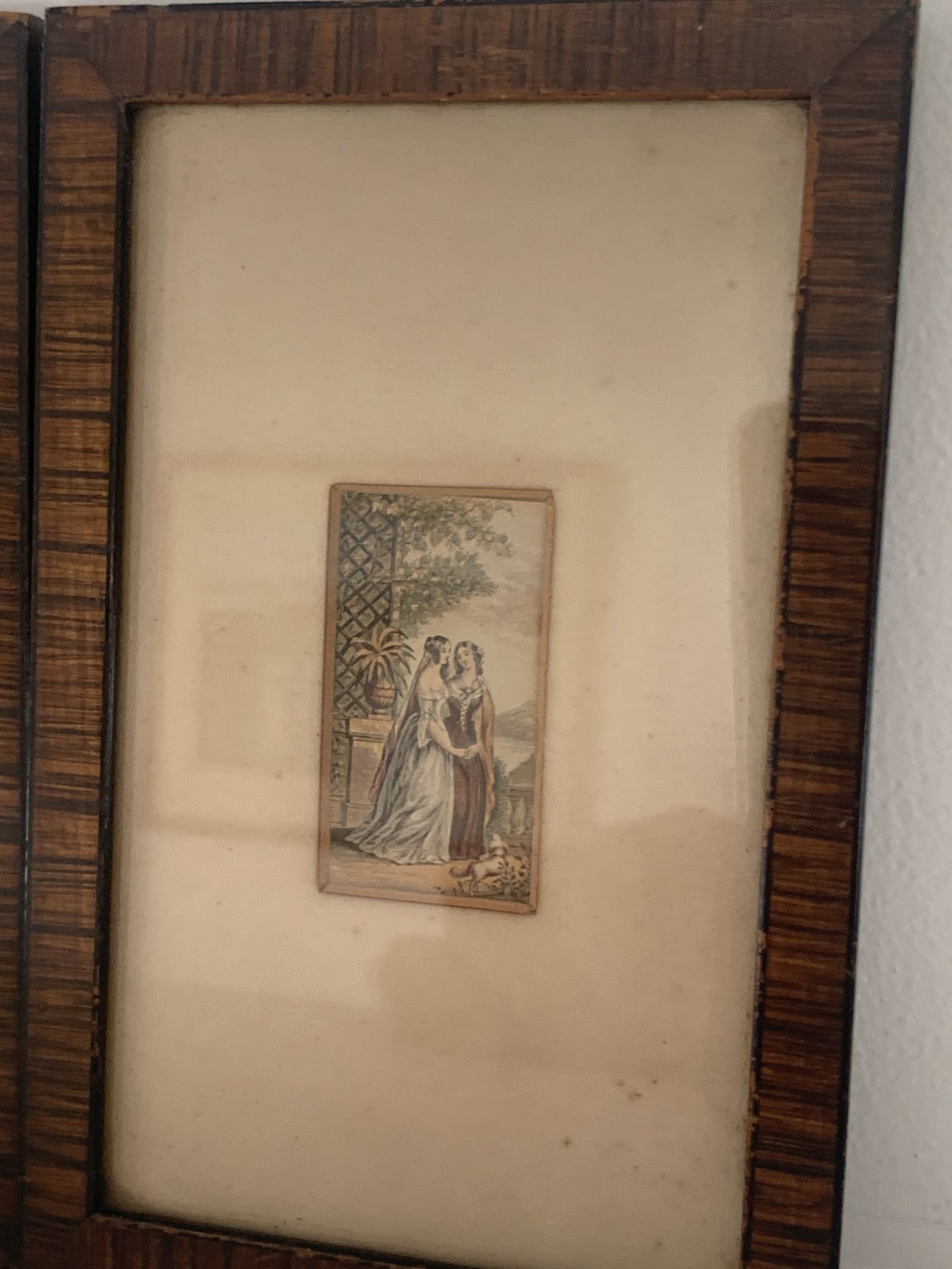 Antique Le Blond Regal Needle box Prints set Queen Victoria Prince Albert Framed