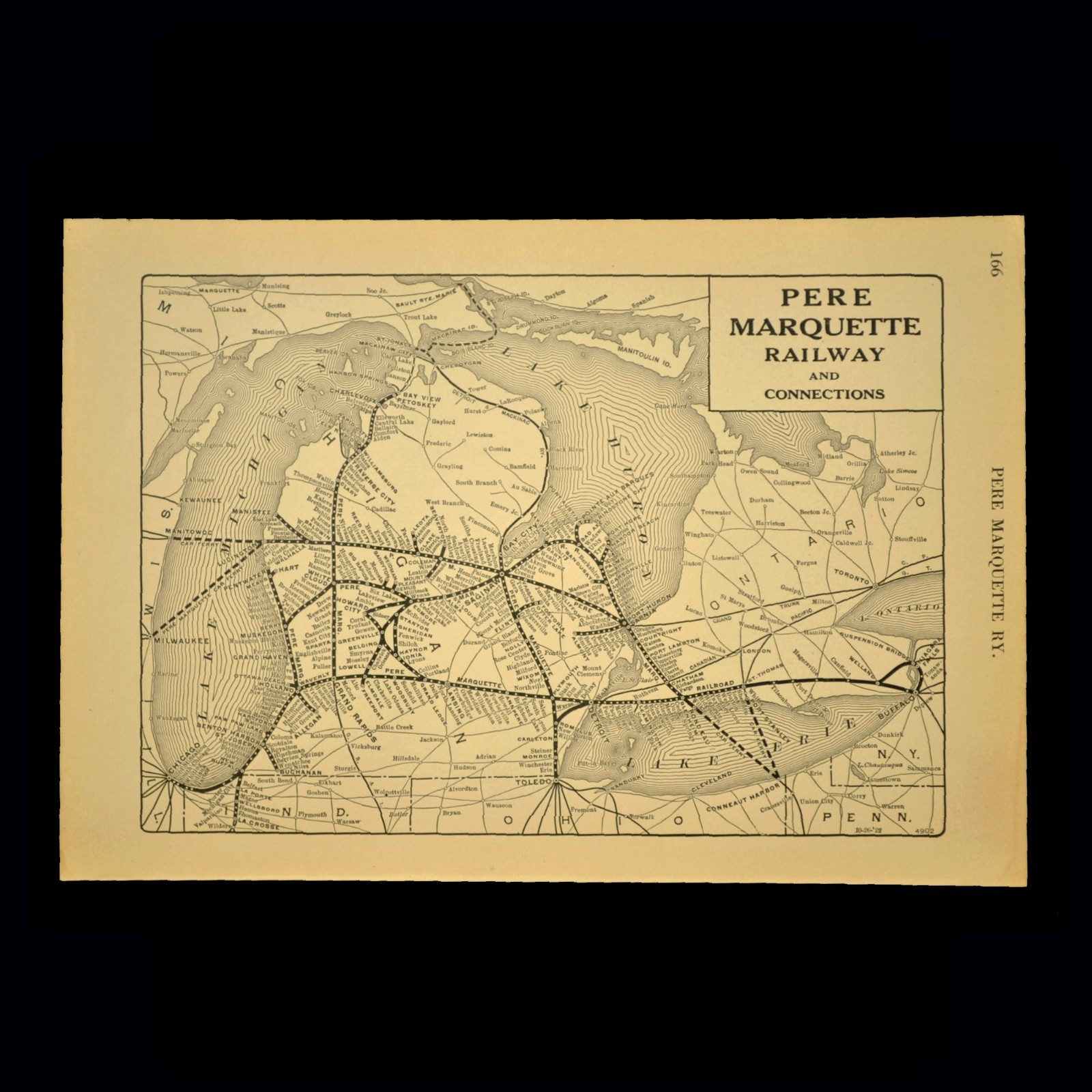 Vintage PERE MARQUETTE Railway Map Railroad PM RR Map Saginaw Baldwin Antique