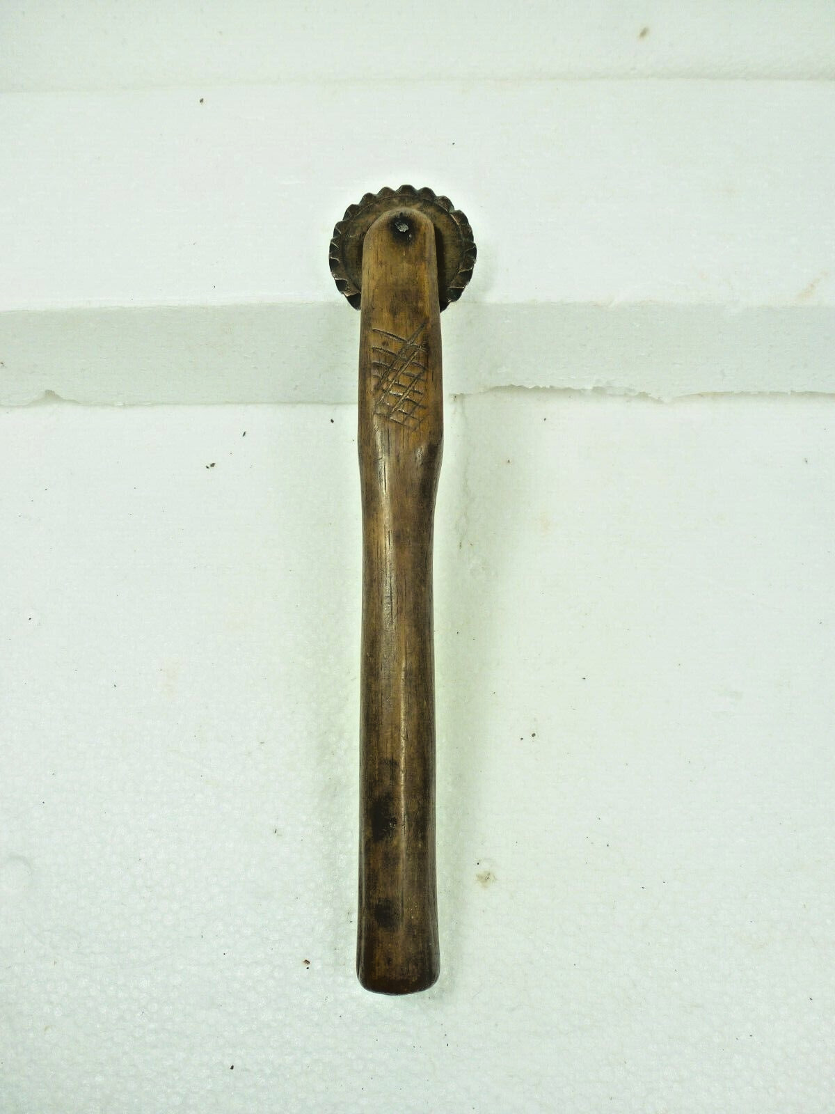 Antique 19th Century Handmade Pie Crimper Maple Handle 1797 Britannia Penny